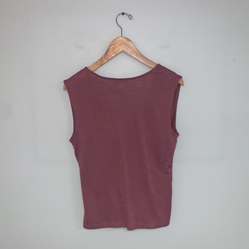 Athleta Breezy‎ Wrap Tank Top Women’s Size Small Pink Tawny Rose Ruching V-Neck - Picture 6 of 9